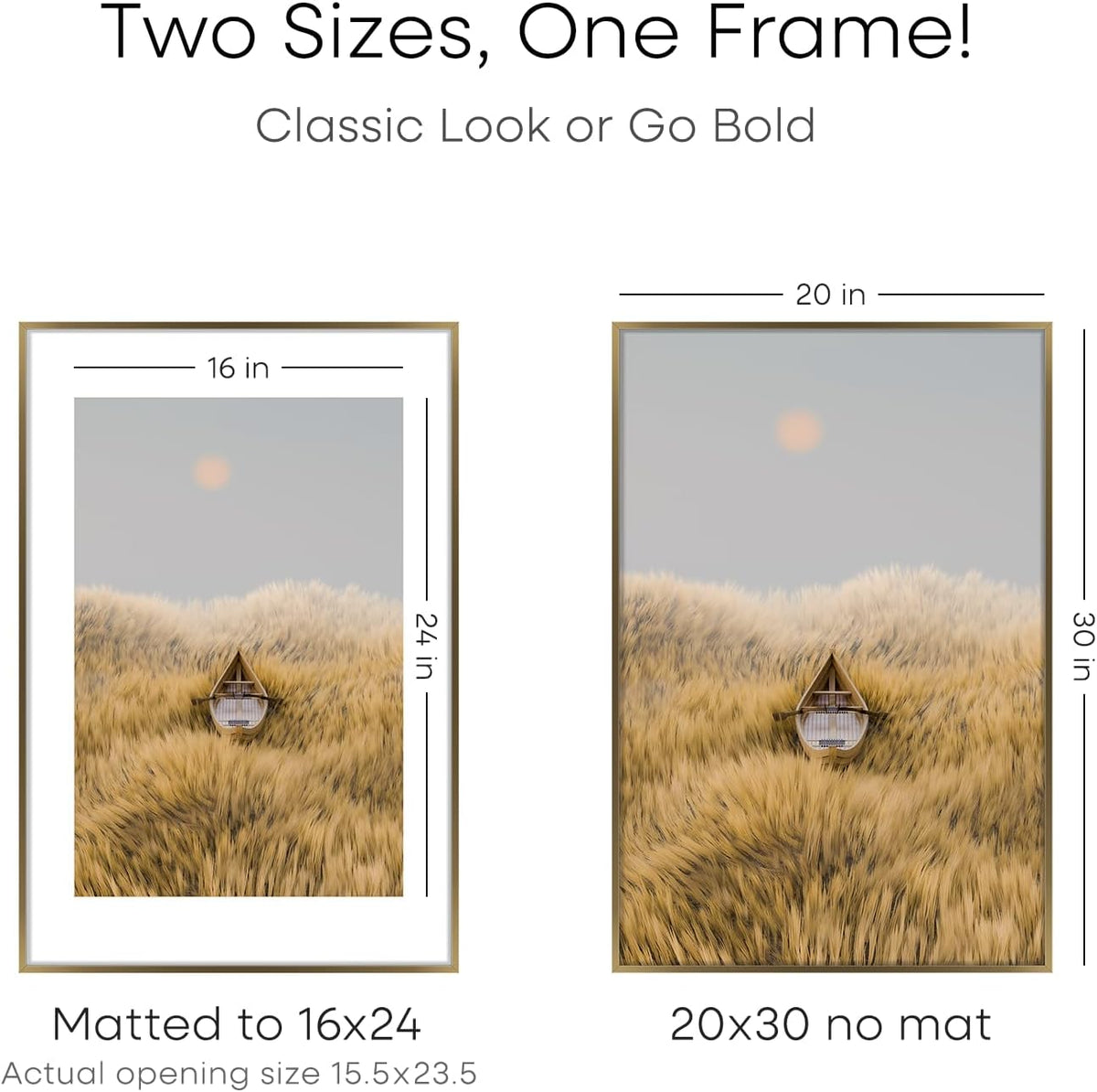 Homeforia 20x30 Picture Frame Bronze, High End Metal 20 x 30 Large Poster Frames with Mat 16 by 24