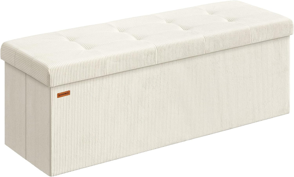 SONGMICS MAZIE Collection - Storage Ottoman Bench, Foldable Foot Rest, 15 x 43 x 15 Inches, End of