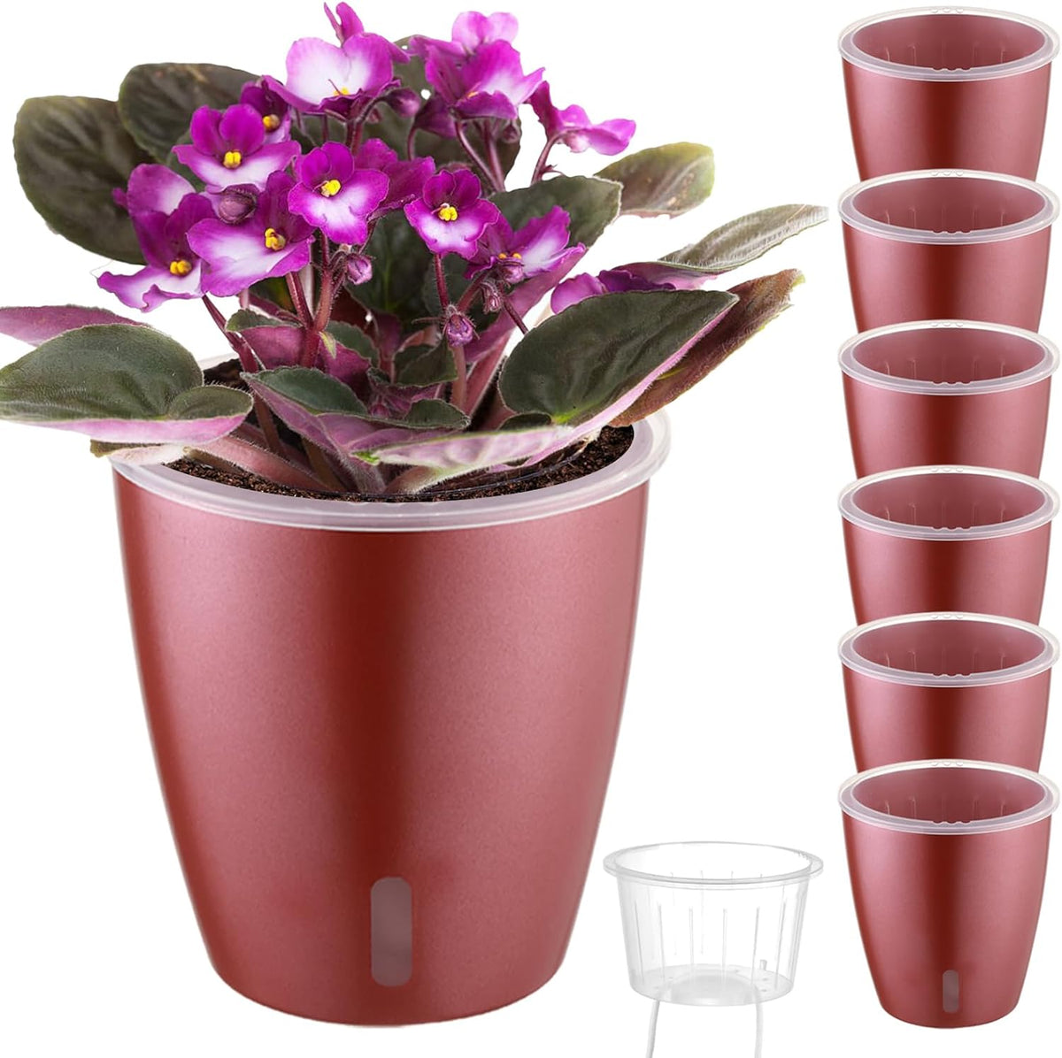 Self Watering Pots for Indoor Plants, 6-Pack 5'' Self Watering Planter with Drainage Holes, Small