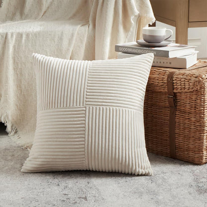Fancy Homi 2 Packs Boho Cream Decorative Throw Pillow Covers 18x18 Inch for Living Room Couch Bed