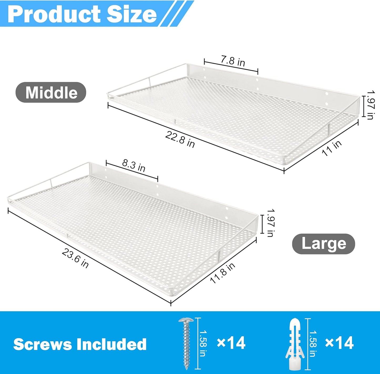 RedCall Heavy-Duty Wall Shelf, 2 Pack Garage Shelf, 23.5" x 12" Large Wall Mounted Shelves for