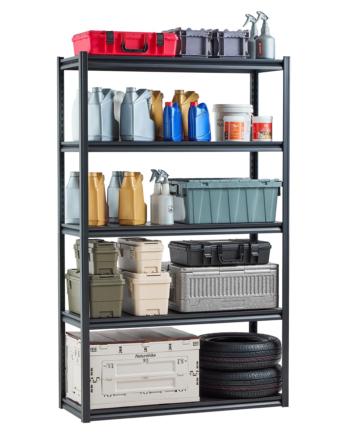 VEVOR Storage Shelves, 3000 lbs, 5 Tier Garage Storage Shelving, 18" D x 48" W x 78" H Adjustable
