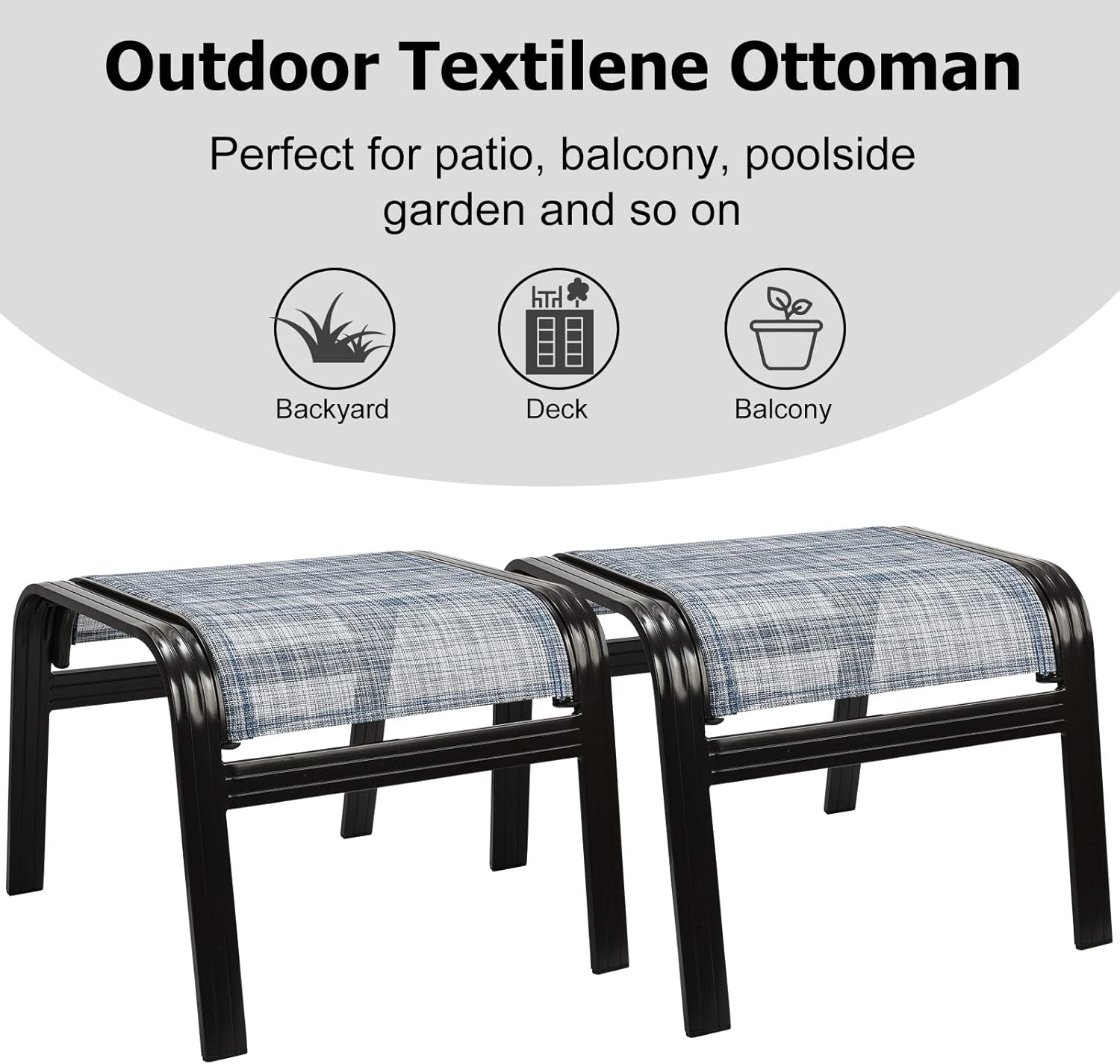 Outdoor Foot Stools Gift for Patio Ottoman Footrest Aluminum Portable Seat Wicker Furniture