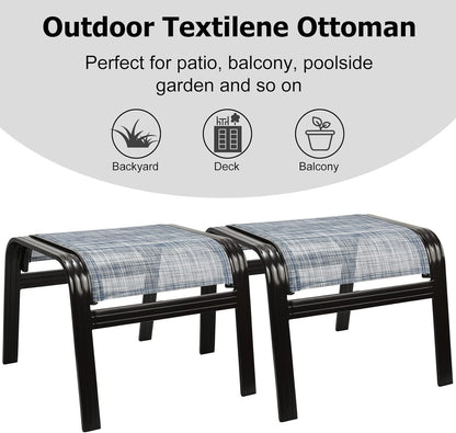 Outdoor Foot Stools Gift for Patio Ottoman Footrest Aluminum Portable Seat Wicker Furniture