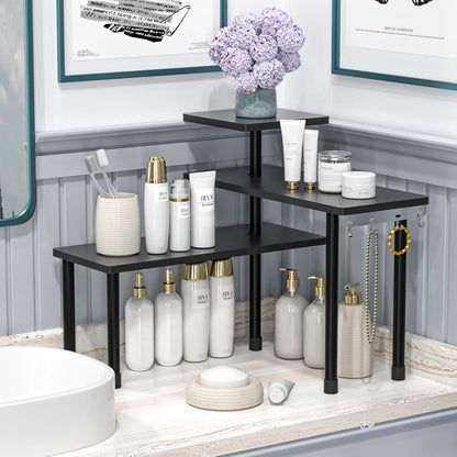 JayRex Countertop Corner Shelf, 3 Tier Shelf Moveable Organizer for Bathroom Counter, Make Up