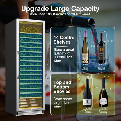 Upgraded 190 Bottles Wine Cooler Refrigerator,24 Inch Wide Wine Fridge with Professional