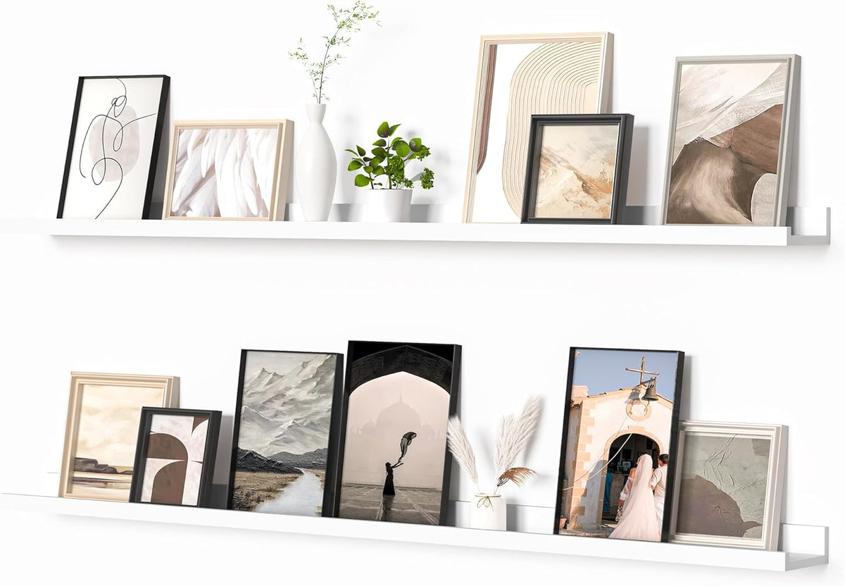 Heimlove Picture Ledge Shelf, Floating Shelves Set of 2, 56 Inches Picture Shelf for Wall with