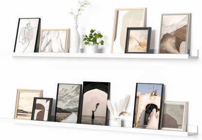 Heimlove Picture Ledge Shelf, Floating Shelves Set of 2, 56 Inches Picture Shelf for Wall with