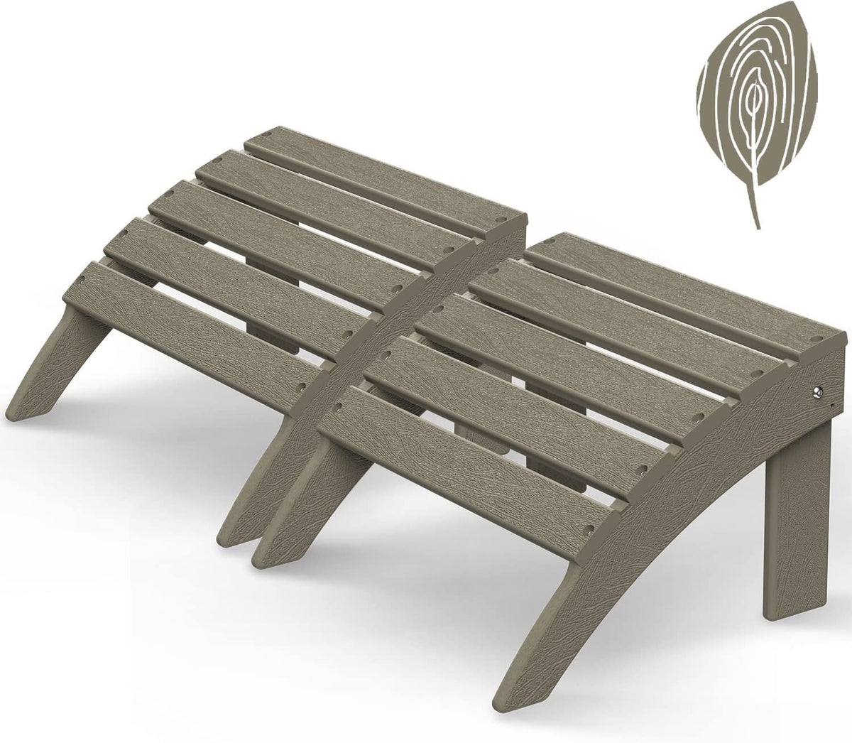 GREENVINES Adirondack-Ottoman | Wood Grain | Set of 2 | HDPE Plastic | Outdoor Footrest | All