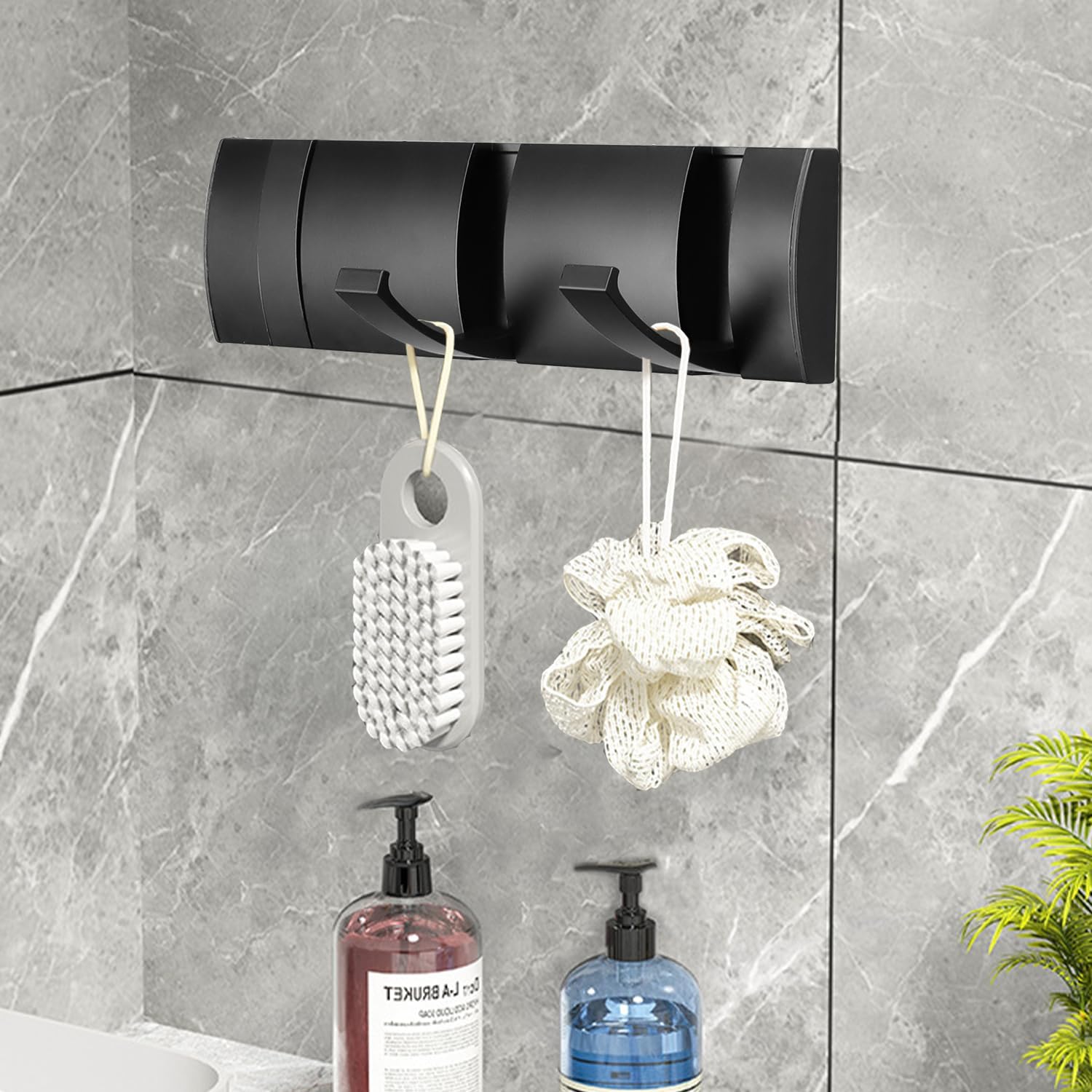 Folding Coat Hooks, Wall Mounted Coat Rack with 3 Retractable Hooks, Heavy Duty Towel Rack for