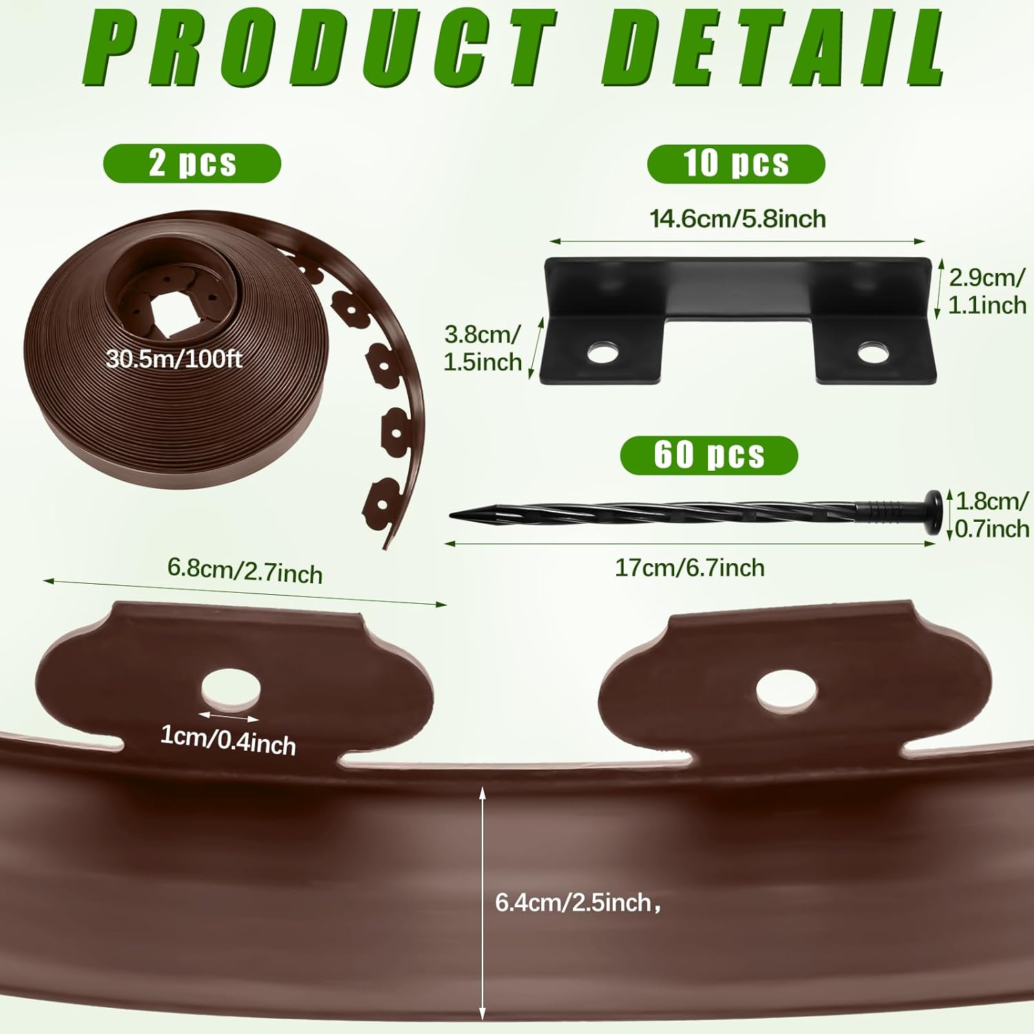 Sasylvia 2.5'' x 200' Landscape Edging Kit Edging Border Coil Include Anchoring Spikes 10