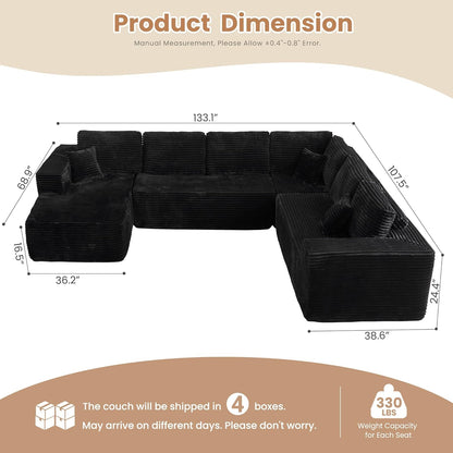 HOOOWOOO Cloud Sectional Couches for Living Room,Modular Sectional Sofa No Assembly,133X108 Inch