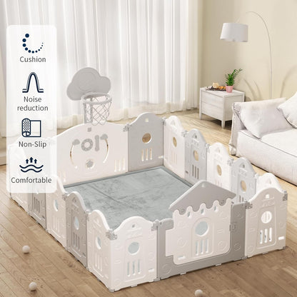 ACOMOPACK Baby Play Mat for Floor 1.3" Thick Memory Foam Play Mat 79"×118" Tummy Time Crawling with