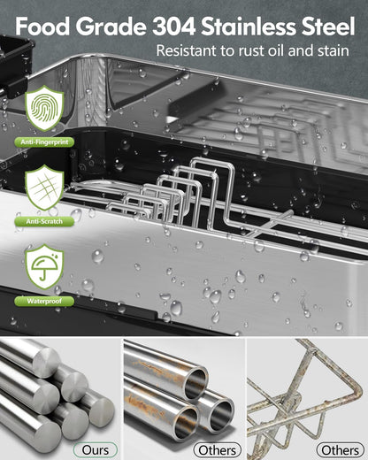 BOOSINY Stainless Steel Dish Drying Rack, Dish Racks for Kitchen Counter, Rust Proof Dish Drainer