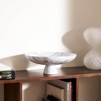 DN DECONATION White Resin Decorative Bowl for Modern Home Decor, 11.2" Large Pedestal Kitchen Fruit