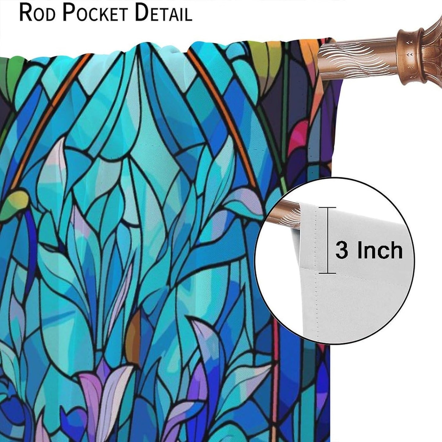 Stained Glass Curtains,Abstract Colorful Floral Geometric Art Home Decor Drapes for Bedroom Living