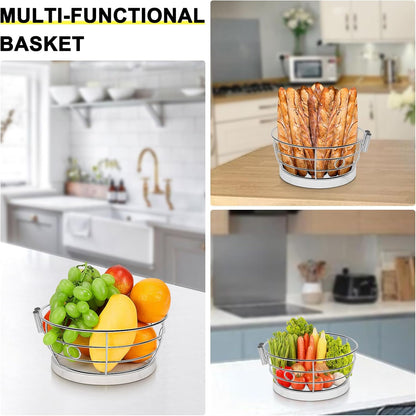 Livabber Countertop Fruit Basket Bowl with Banana Hanger, Modern Standing Fruit Vegetable Bowl