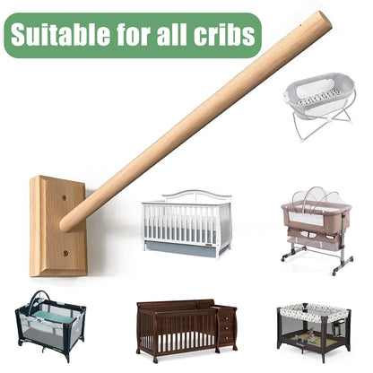 Crib Mobile Wooden Arm, Wall Mounted Suitable for All Cribs 100% Natural Larch Hanger Nusery Decor