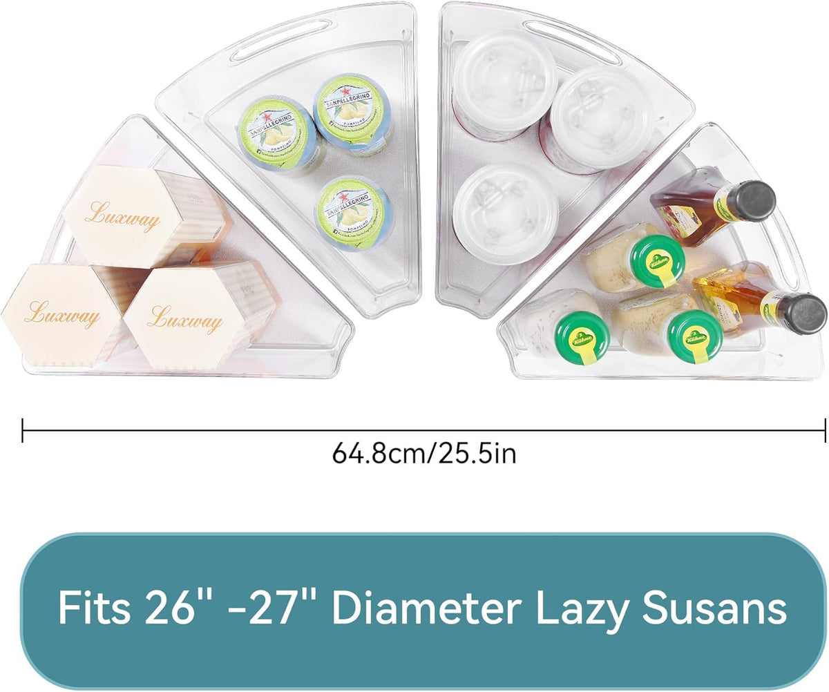 Oubonun Lazy Susan Organizers Set of 6, 10.2”x 9.4”x 4” Plastic Transparent Kitchen Cabinet Storage