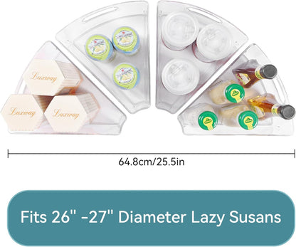 Oubonun Lazy Susan Organizers Set of 6, 10.2”x 9.4”x 4” Plastic Transparent Kitchen Cabinet Storage