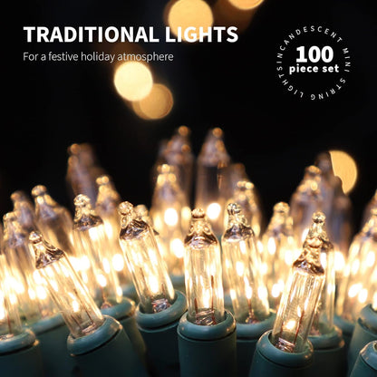 100LIGHTS WARM WHITE Extra-Bright With End Connectors Christmas Decorative Lights 5.98m UL