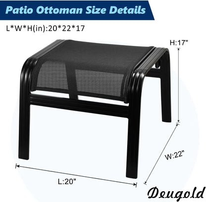 Patio Outdoor Ottoman Assembled Aluminum Footstools Small Seat Side Table Footrest for Balcony
