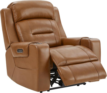 Watson & Whitely Genuine Leather Power Recliner Chairs for Adults, Lay Flat Recliner with Power