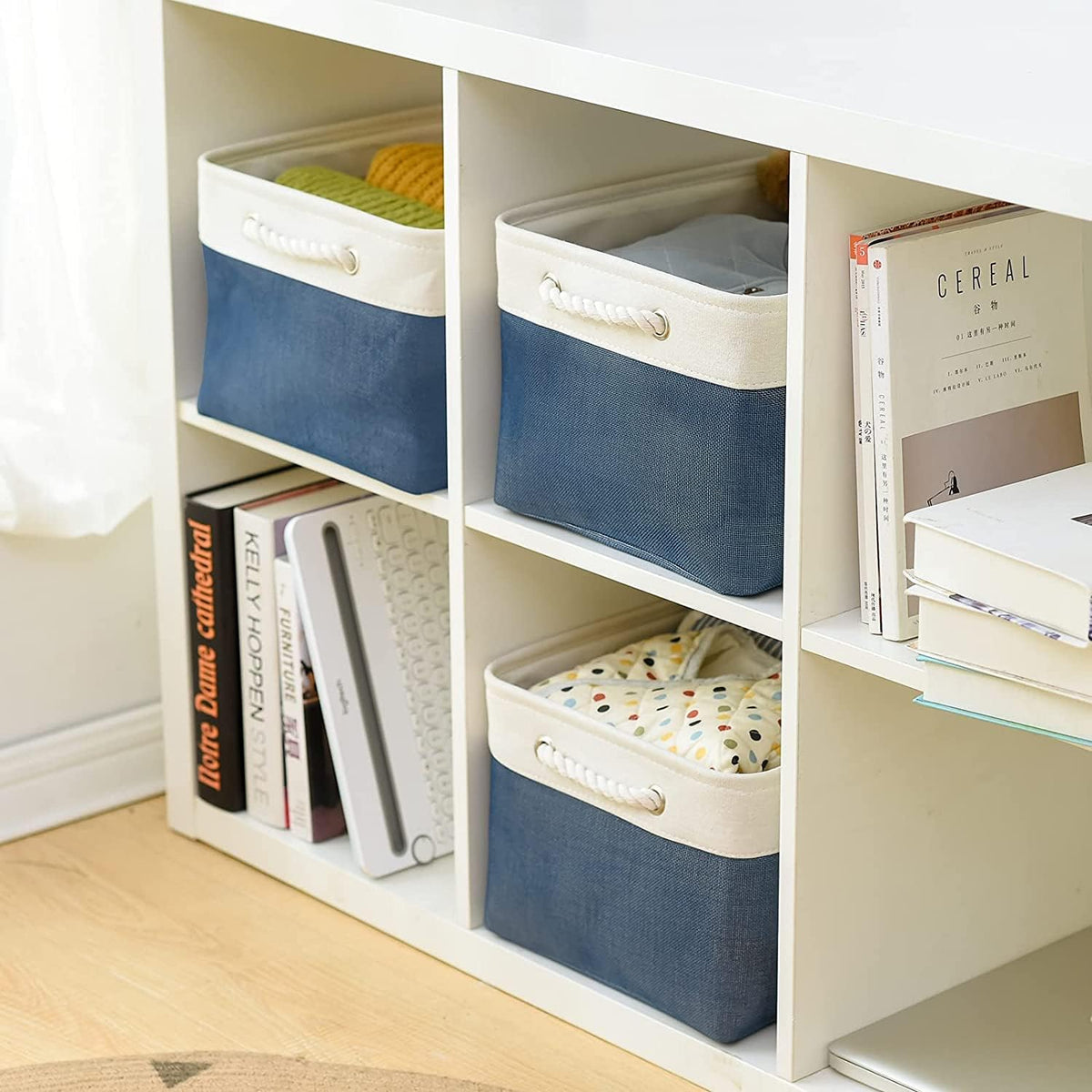 TheWarmHome Storage Bins for Shelves - 1 Pack 15.7x11.8x8.3 inch Fabric Storage Cubes, Storage