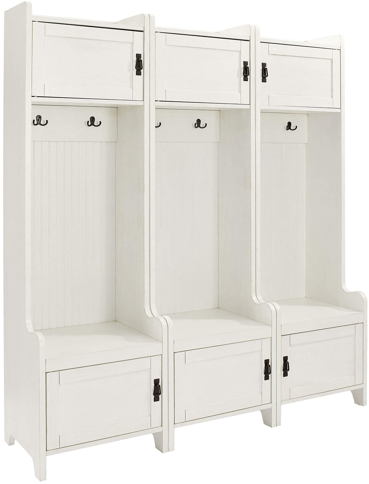 Crosley Furniture Fremont 3-Piece Hall Tree Entryway Set with Storage Cabinets and Coat Rack Hooks
