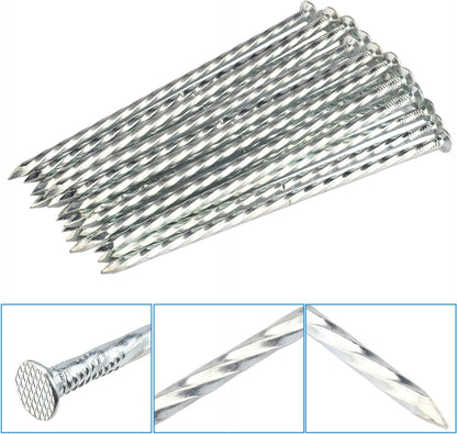 60 PCS 8 Inch Spiral Metal Galvanized Landscape Spikes, Galvanized Non-Rust Metal Garden Stakes