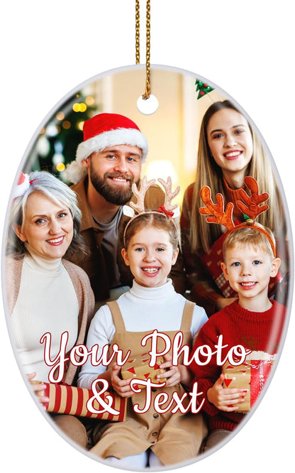 Personalized Christmas Ornaments 2025 Ceramic Custom Picture Text Hanging Ornament Customized