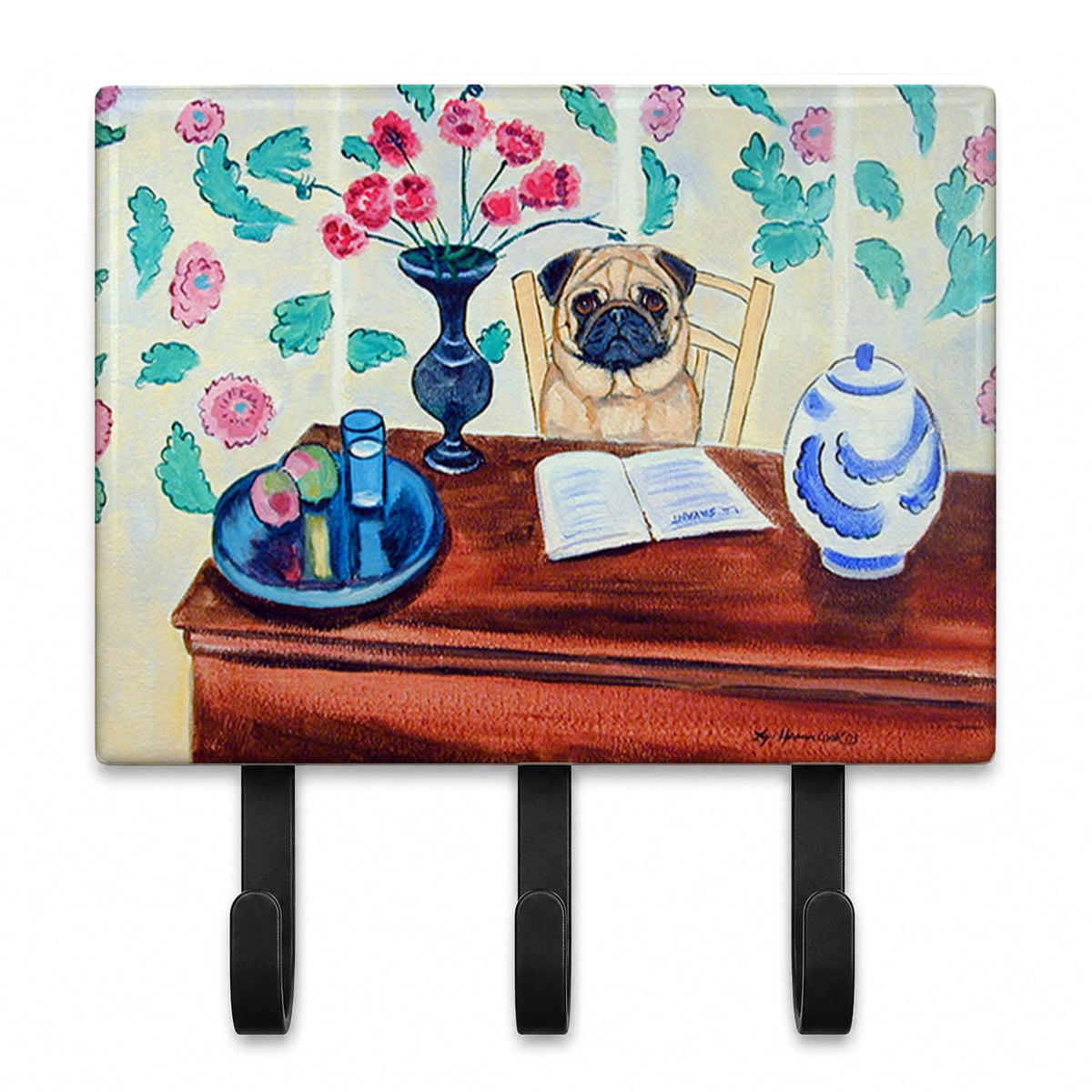Caroline's Treasures 7253TH68 Pug Leash or Key Holder, Wall Hooks, Key Hooks Holder, Coat Rack Wall