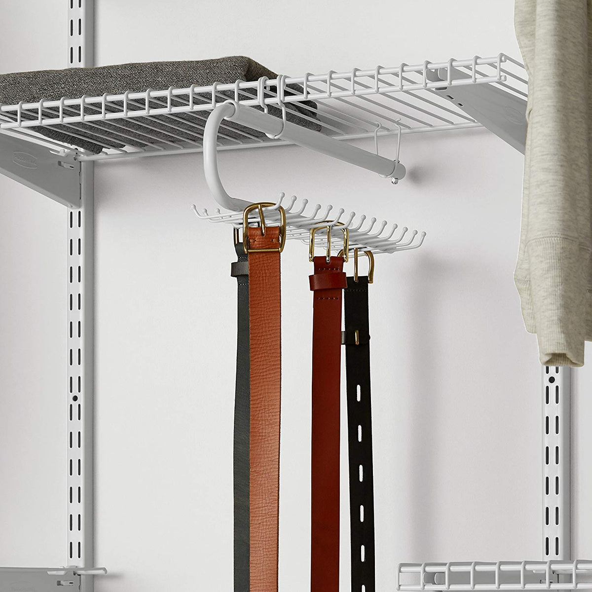 Rubbermaid Configurations Tie & Belt Organizer, White, Accessory Organization System and Storage