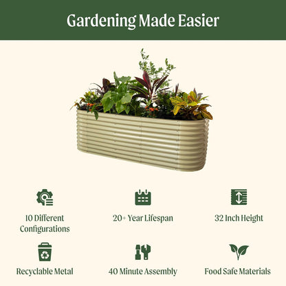Vego garden 32" Extra Tall Raised Garden Bed Kits, 10 in 1 Modular Raised Planter Box for