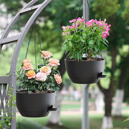 12 Inch Hanging Baskets 2 PC with Chains, Self-Watering Hanging Planters for Indoor Outdoor Plants