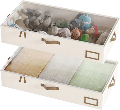 Under Bed Storage Containers, 2-Pack Underbed Storage Box, Collapsible Clothes Storage Bins with