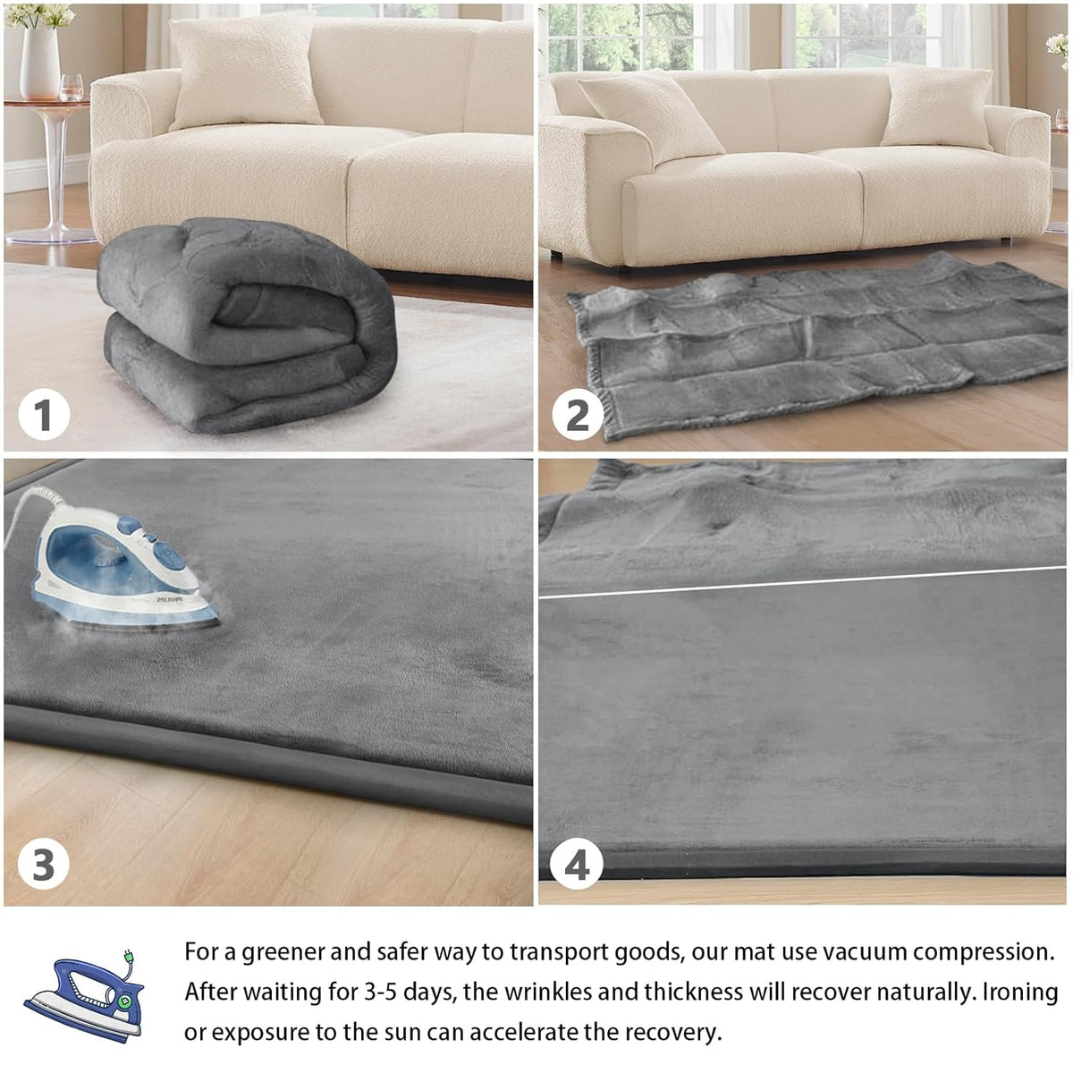Baby Play Mat 1.2" Thick Memory Foam Nursery Rug Area Rug, 4’11” X 3’28” Yoga Mat Playmat Crawling