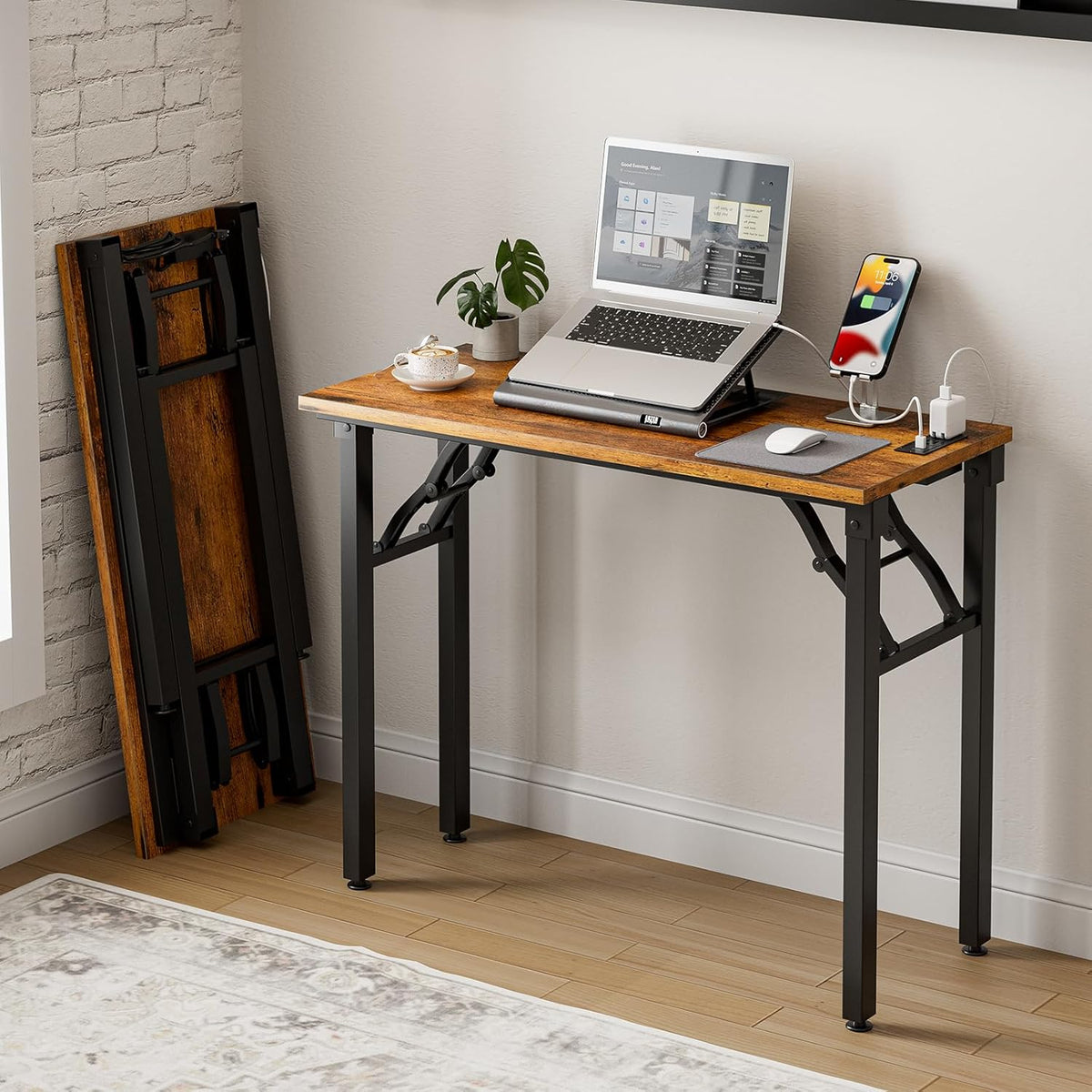Frylr Small Folding Computer Desk – 35.8 Inch Portable Table for Craft and Study, Lightweight Desk