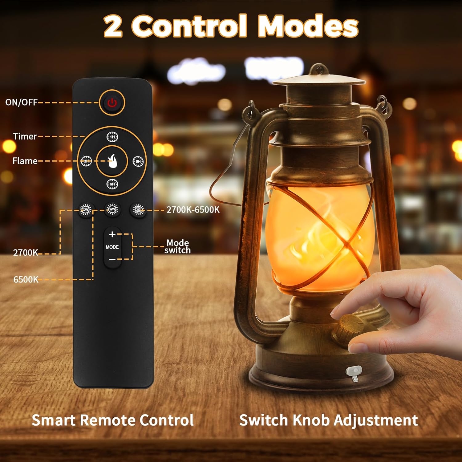 2 Pack Bronze Vintage 4 Modes Light LED Lanterns，Rechargeable Dancing Flame Lanterns Decorative