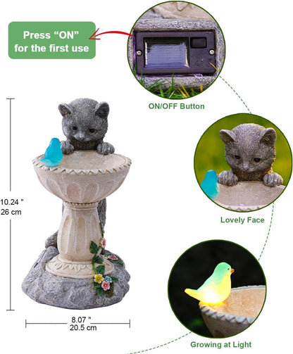 Cat Statues for Bird Bath: Outdoor Sculptures for Garden Lawn Patio Yard Balcony Porch - Unique
