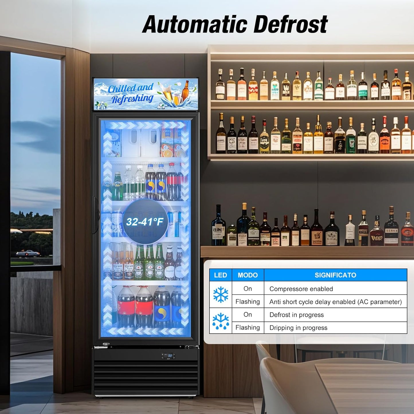 Commercial Beverage Refrigerator, 24 Inch Beverage Fridge, 15 Cu. Ft. Drink Fridge, Display