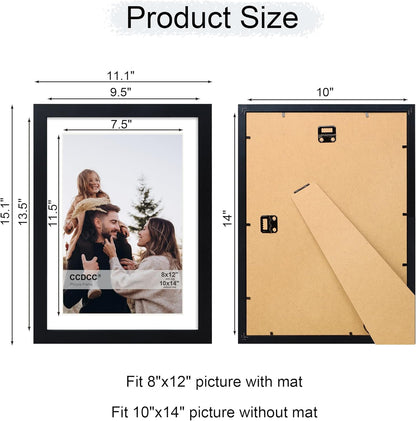 10x14 Picture Frame Set of 4, 10 x 14 Wood Photo Frames with Mat for 8x12 or 30x40cm Diamond