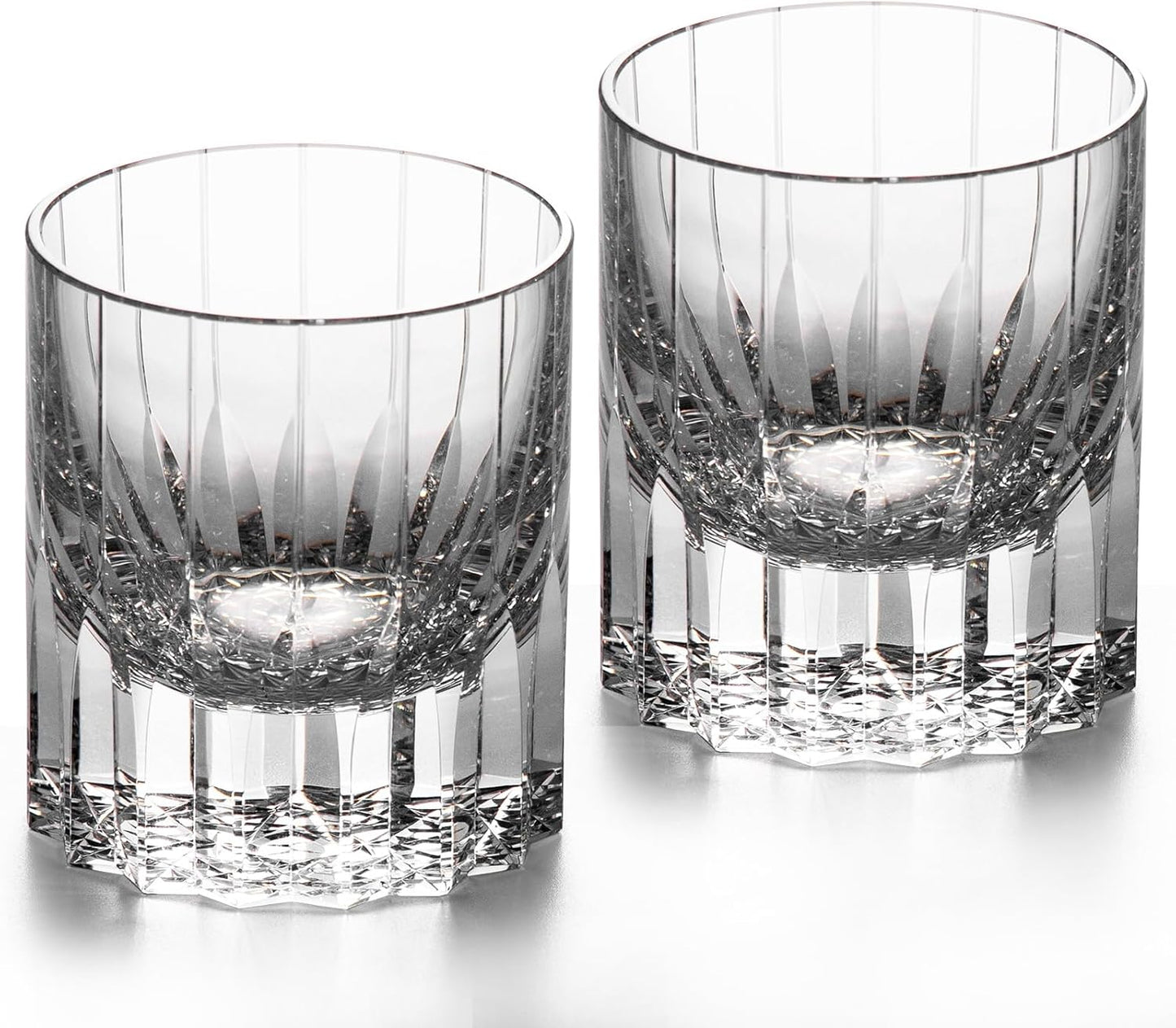 KAMMAK Crystal Whiskey Glasses Set of 2, 7.27oz Old Fashioned Glasses Stemless, Hand Blown White