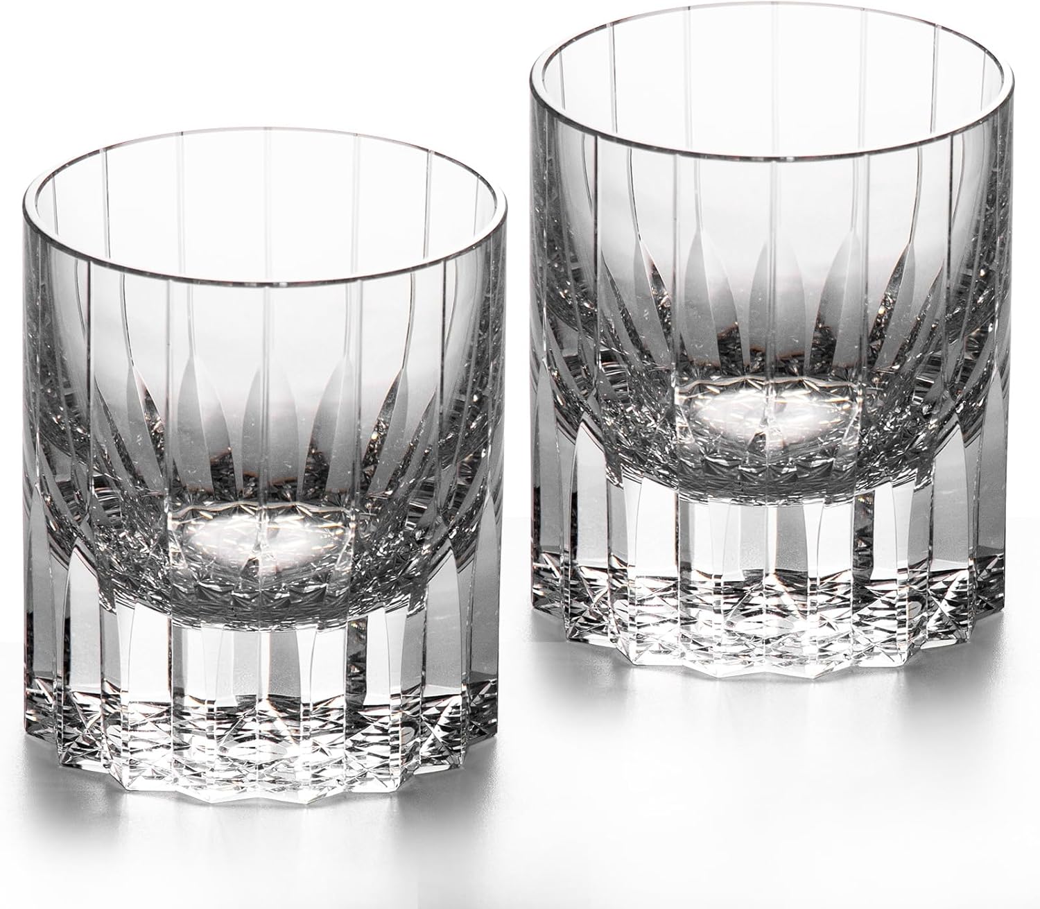 KAMMAK Crystal Whiskey Glasses Set of 2, 7.27oz Old Fashioned Glasses Stemless, Hand Blown White