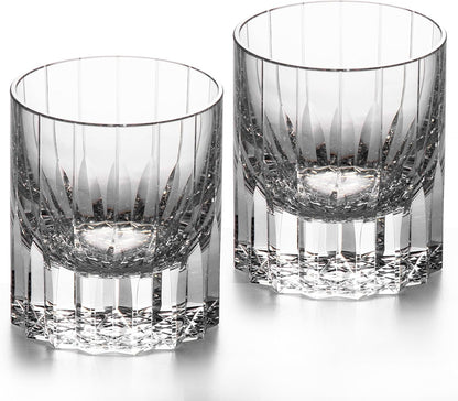 KAMMAK Crystal Whiskey Glasses Set of 2, 7.27oz Old Fashioned Glasses Stemless, Hand Blown White