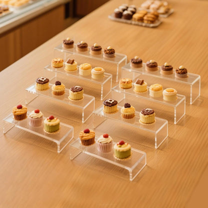 Acrylic Display Risers,12'' Large Display Stands, Thickened to 0.2''(5mm) Stackable Acrylic Shelves