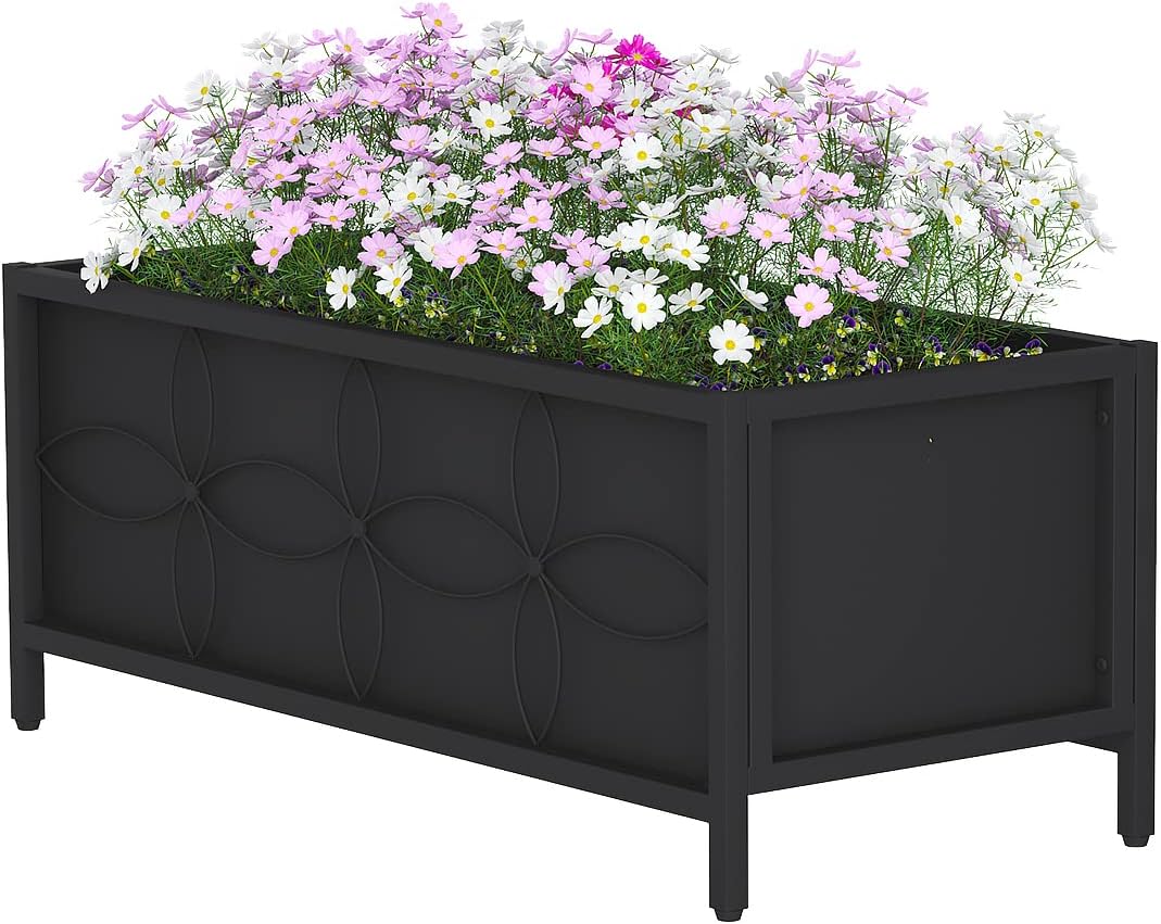 Zhongma Sturdy Raised Garden Bed with Inner Fabric Liners for Vegetables Flower, Planter Box for