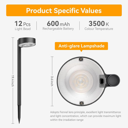 8 Pack Solar Pathway Lights Outdoor, 12 Brighter LED Solar Lights Outdoor Waterproof, Up to 12 Hrs