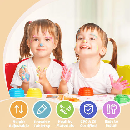 FUNLIO Kids Table and 4 Chairs Set for Ages 3-8, Height Adjustable Toddler Table and Chair Set