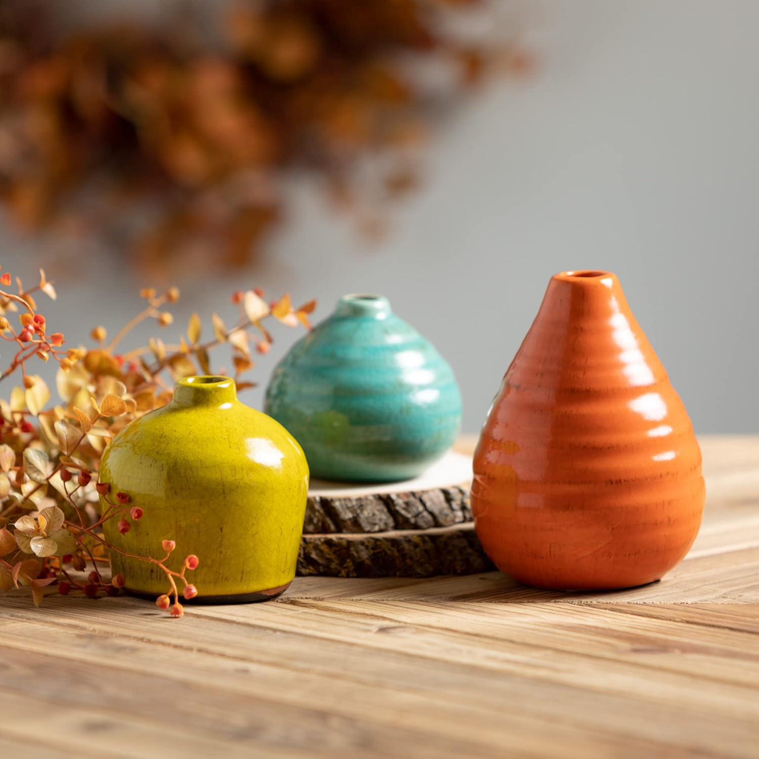 Sullivans Ceramic Vase Set- 3 Small Vases, Rustic Home Décor, Modern Farmhouses; Ideal Shelf Décor